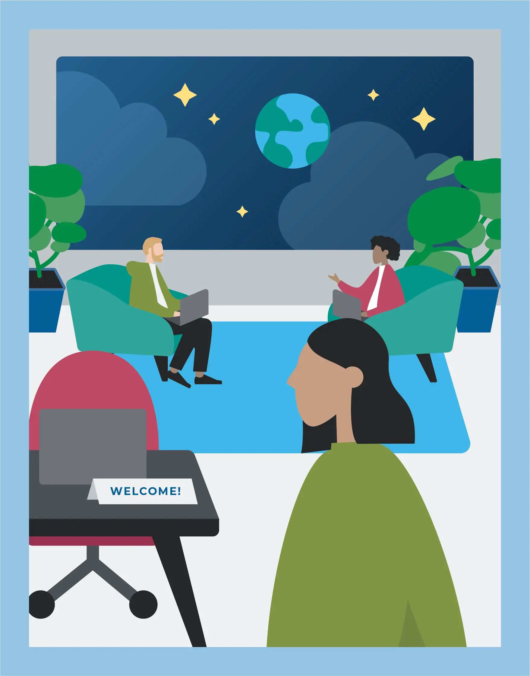 arriving at the CloudOps office in space